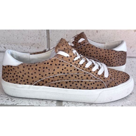 Madewell Sidewalk Low Top Spot Calf Hair Lace Up Sneakers Brwn Blck Sz W 7/M 5.5 - Picture 12 of 15